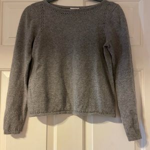 Garnet hill grey cashmere boat neck sweater